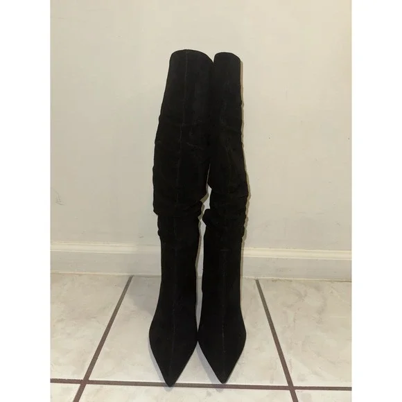 NEW Jessica Simpson Black Suede Slouchy Knee High Kitten Heel Boot Size 6.5 - Picture 9 of 15